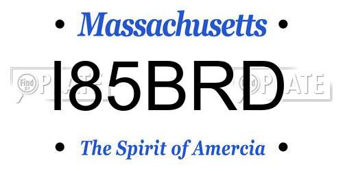 I85BRD Massachusetts License Plate