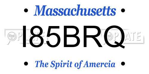 I85BRQ Massachusetts License Plate
