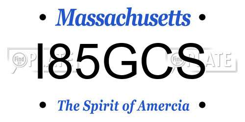 I85GCS Massachusetts License Plate