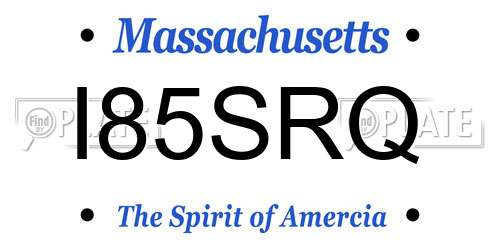 I85SRQ Massachusetts License Plate