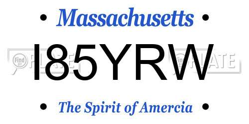 I85YRW Massachusetts License Plate