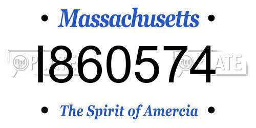I860574 Massachusetts License Plate