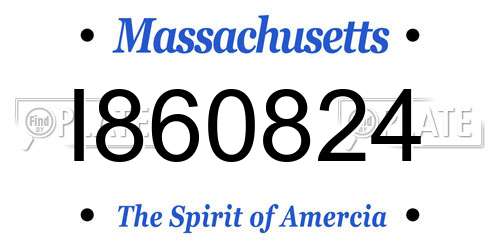 I860824 Massachusetts License Plate