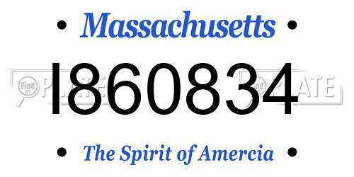 I860834 Massachusetts License Plate