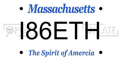 I86ETH Massachusetts License Plate