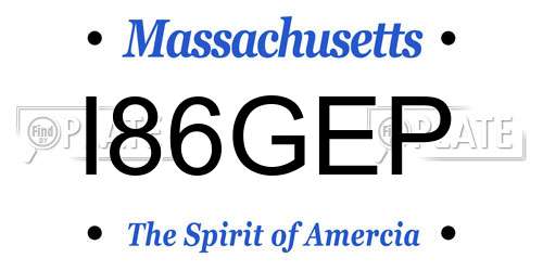 I86GEP Massachusetts License Plate