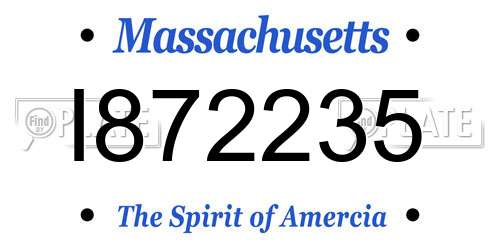 I872235 Massachusetts License Plate