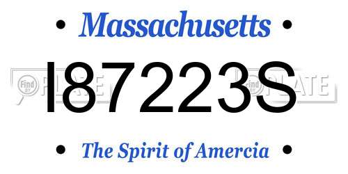 I87223S Massachusetts License Plate