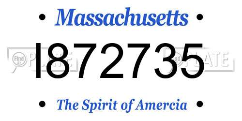 I872735 Massachusetts License Plate