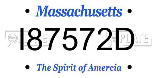 I87572D Massachusetts License Plate