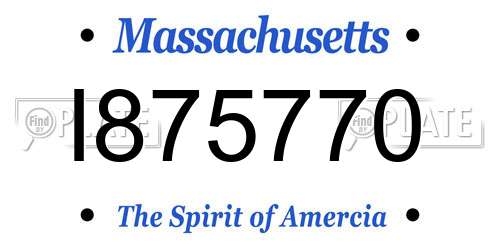 I875770 Massachusetts License Plate