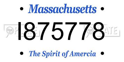 I875778 Massachusetts License Plate