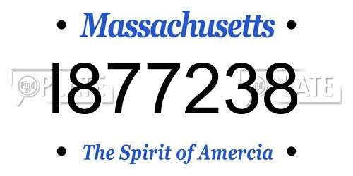 I877238 Massachusetts License Plate