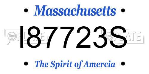 I87723S Massachusetts License Plate