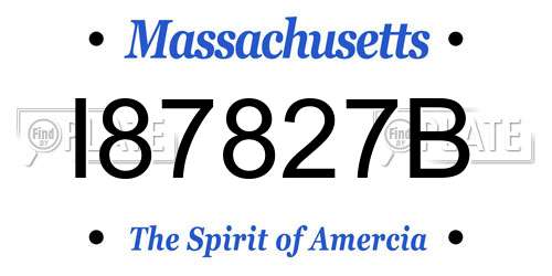 I87827B Massachusetts License Plate