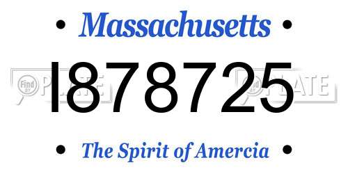 I878725 Massachusetts License Plate