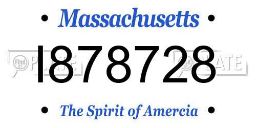 I878728 Massachusetts License Plate