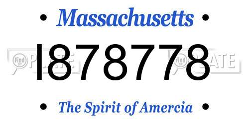 I878778 Massachusetts License Plate