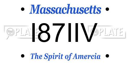 I87IIV Massachusetts License Plate