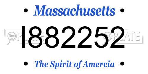 I882252 Massachusetts License Plate