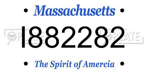 I882282 Massachusetts License Plate