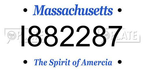 I882287 Massachusetts License Plate