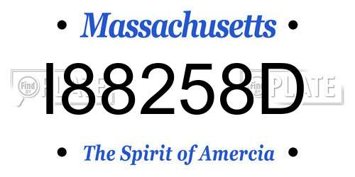 I88258D Massachusetts License Plate