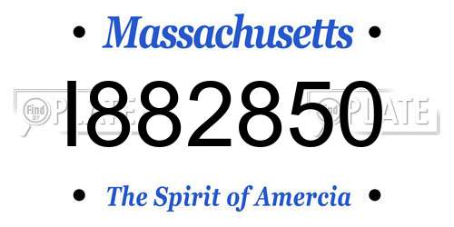 I882850 Massachusetts License Plate