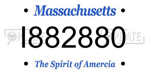 I882880 Massachusetts License Plate