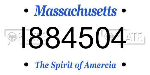 I884504 Massachusetts License Plate