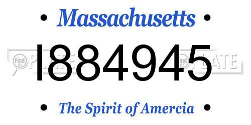 I884945 Massachusetts License Plate
