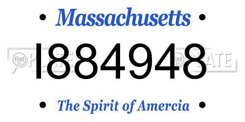 I884948 Massachusetts License Plate