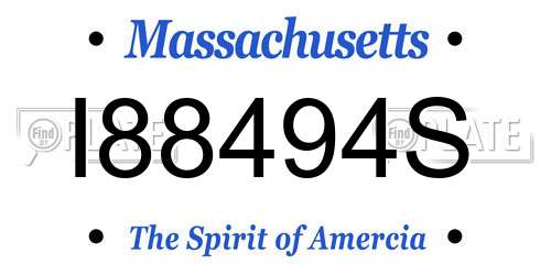 I88494S Massachusetts License Plate