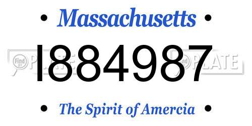 I884987 Massachusetts License Plate
