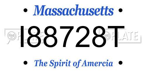 I88728T Massachusetts License Plate