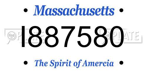 I887580 Massachusetts License Plate