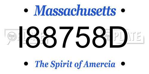I88758D Massachusetts License Plate