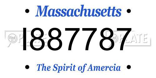I887787 Massachusetts License Plate