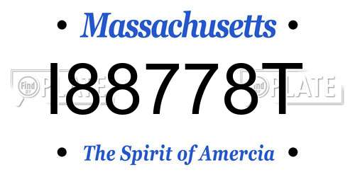 I88778T Massachusetts License Plate