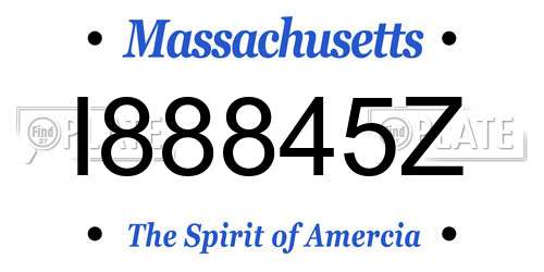 I88845Z Massachusetts License Plate