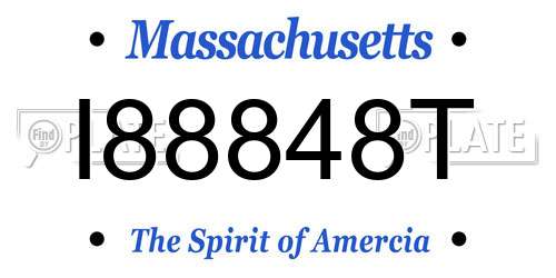 I88848T Massachusetts License Plate