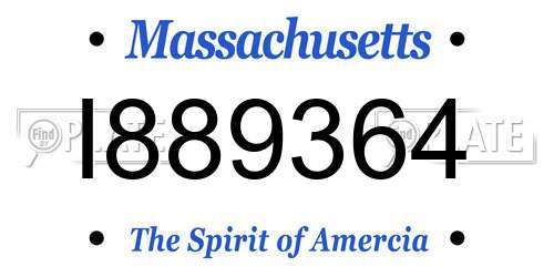 I889364 Massachusetts License Plate