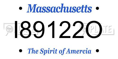 I89122O Massachusetts License Plate