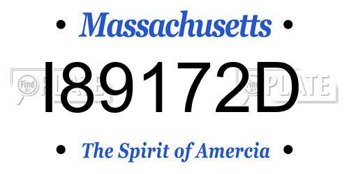I89172D Massachusetts License Plate