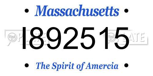 I892515 Massachusetts License Plate