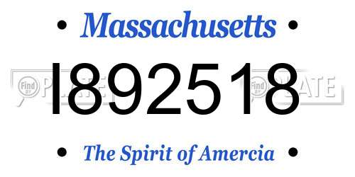 I892518 Massachusetts License Plate
