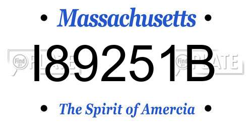 I89251B Massachusetts License Plate