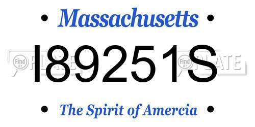 I89251S Massachusetts License Plate