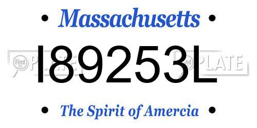 I89253L Massachusetts License Plate