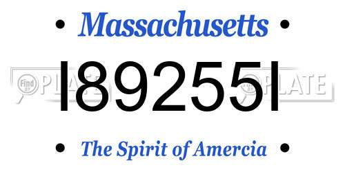 I89255I Massachusetts License Plate